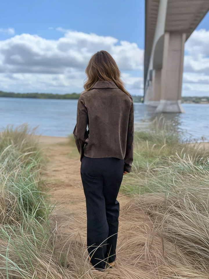 Vida, 53 cm. - Goat Suede Leather - Women - Olive