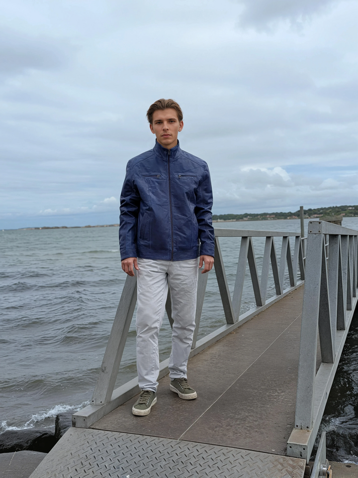 Athir - Lamme Polsk Nappa Læder - Mand - Koboltblå