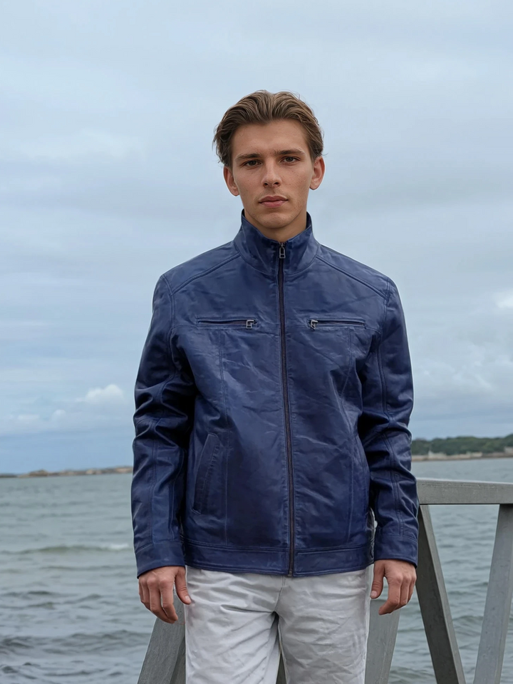 Athir - Lamme Polsk Nappa Læder - Mand - Koboltblå