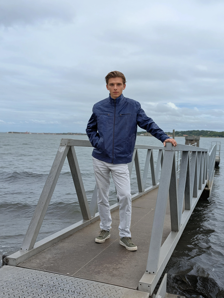 Athir - Lamme Polsk Nappa Læder - Mand - Koboltblå