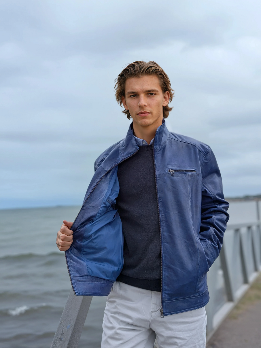 Athir - Lamme Polsk Nappa Læder - Mand - Koboltblå