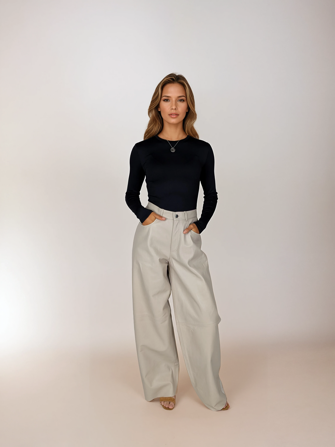 Beth Trousers - Lamb Leather - Women - Ivory