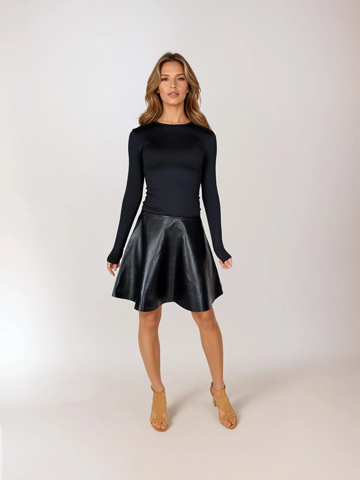 Minnie Nederdel - Lammelæder - Damer - Sort