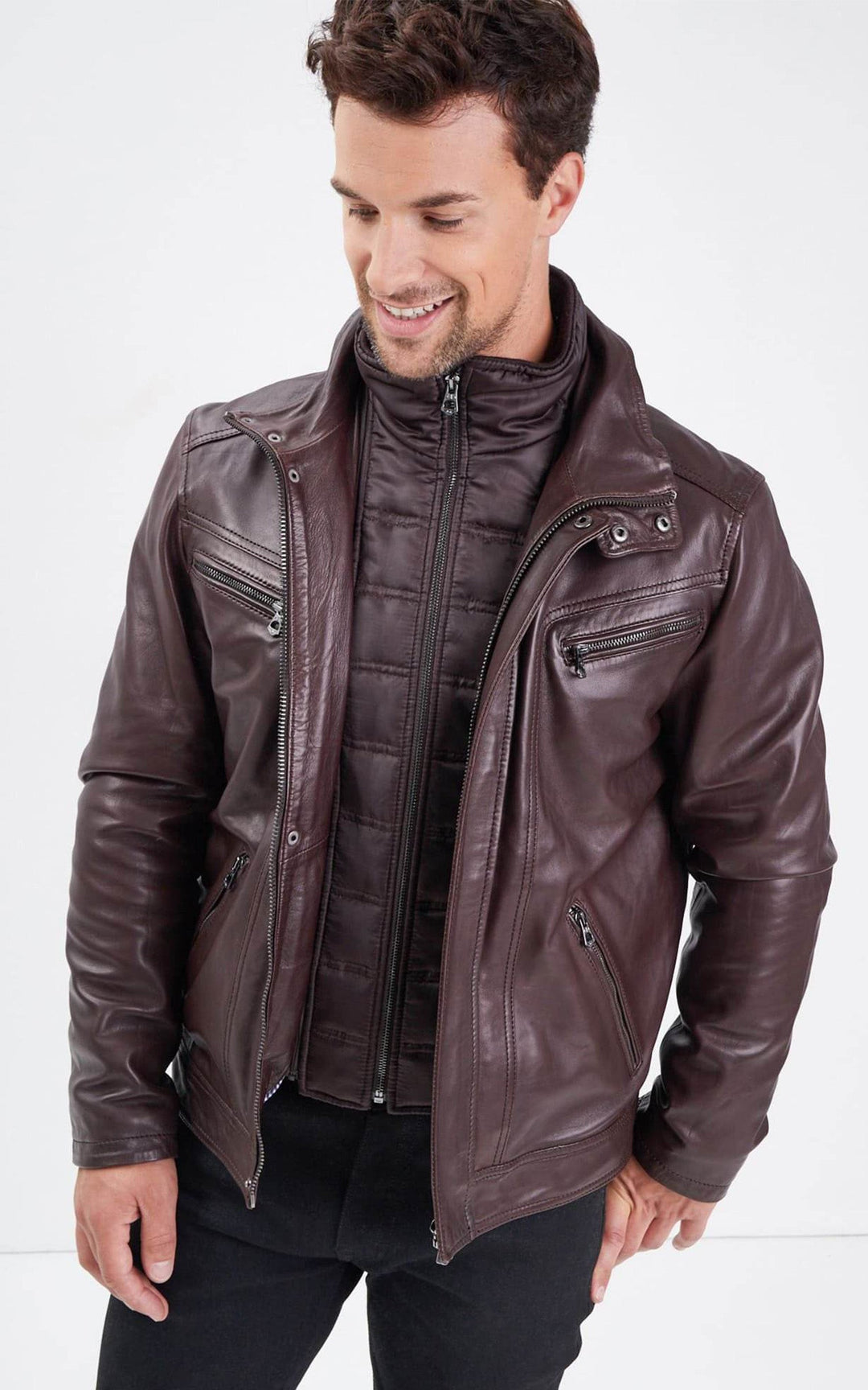 Falconero Dark Brown Leather Jacket - Men