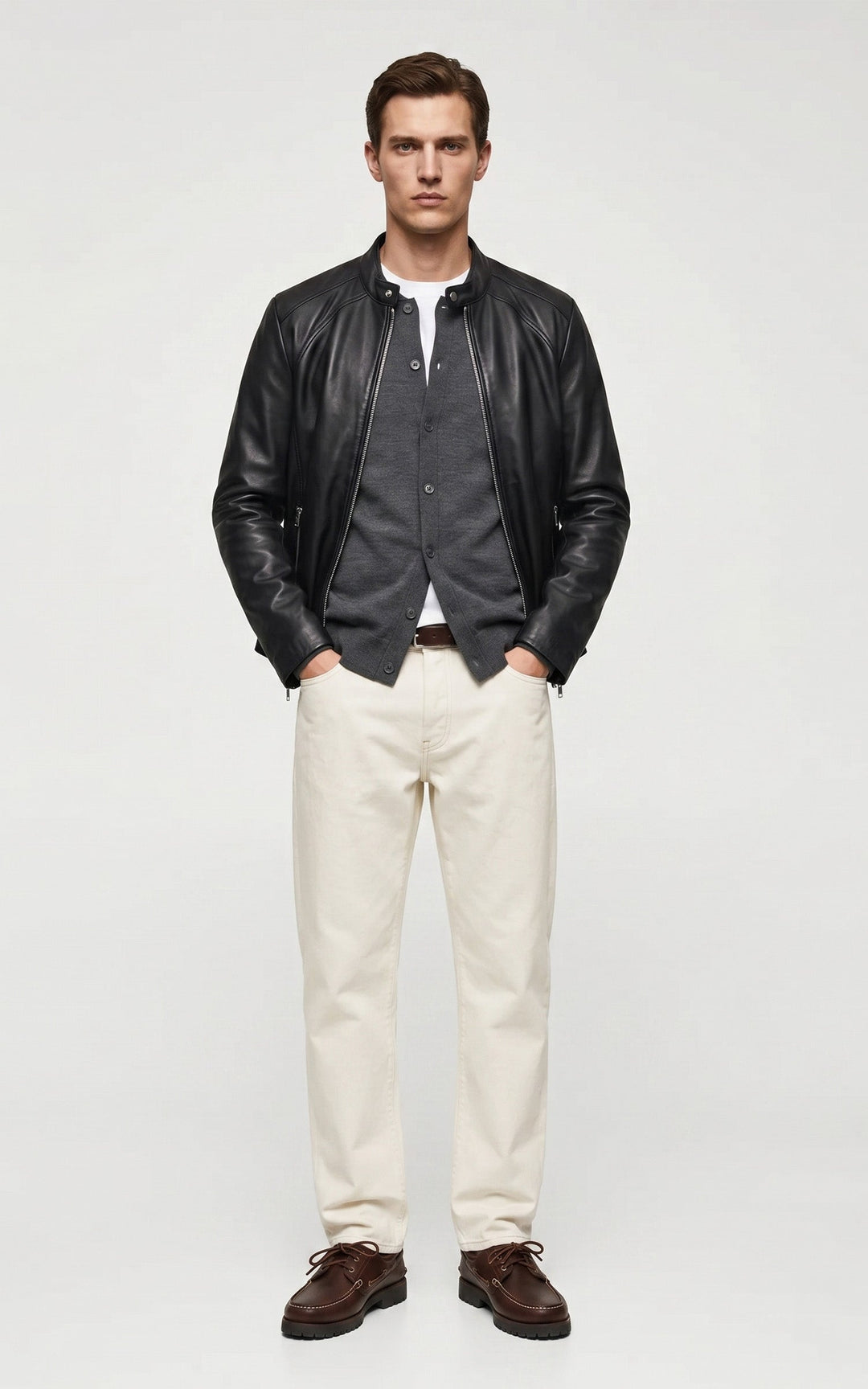 Blouson motard cuir Leni cuir noir