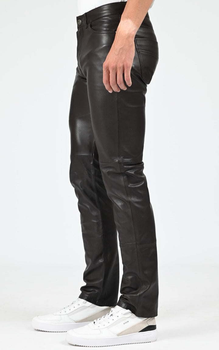 Brown Sexy Man Slim Leather Pants - Men
