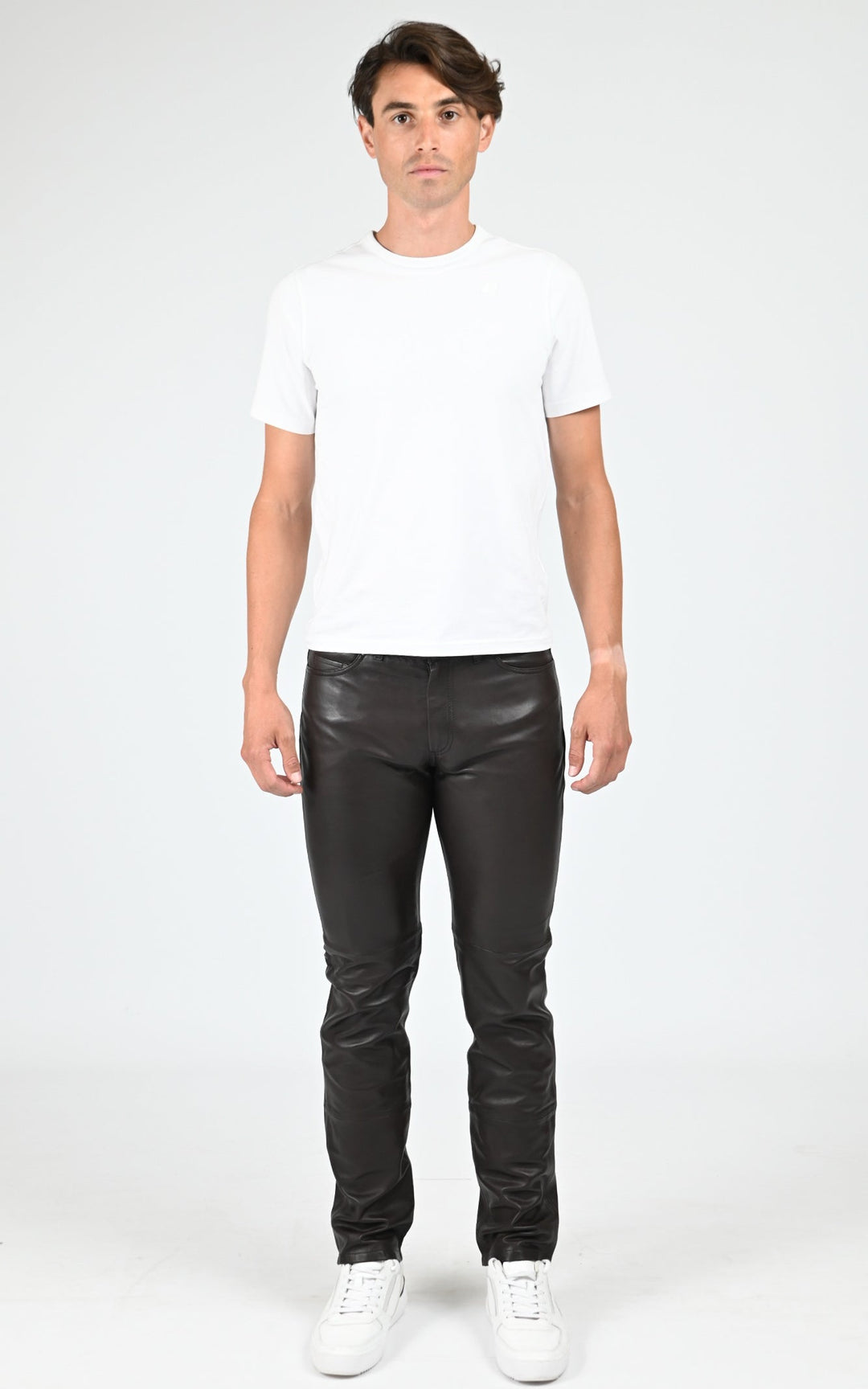 Brown Sexy Man Slim Leather Pants - Men