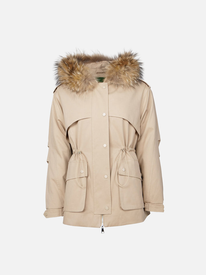 Gigi, 77 cm. - Hood - Veste textile - Femmes - Beige