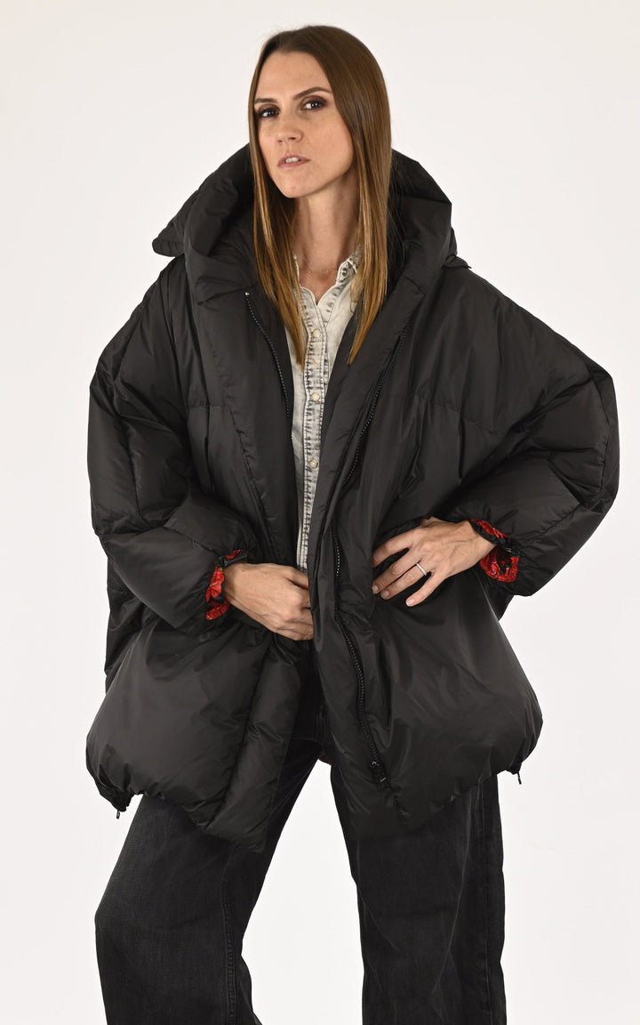 A "VIKTORIA" Noir Flo&Clo 7/8 Doudoune Femme closed photo