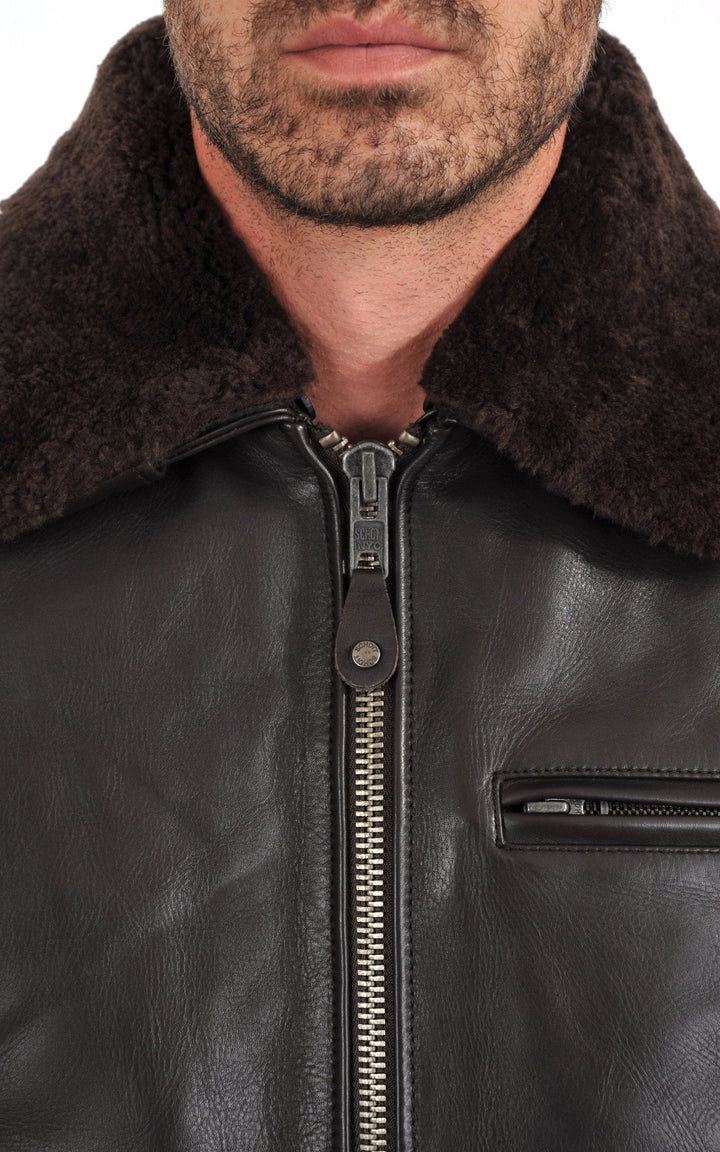 A "LC1380" Marron Foncé Schott Pilote Homme details photo