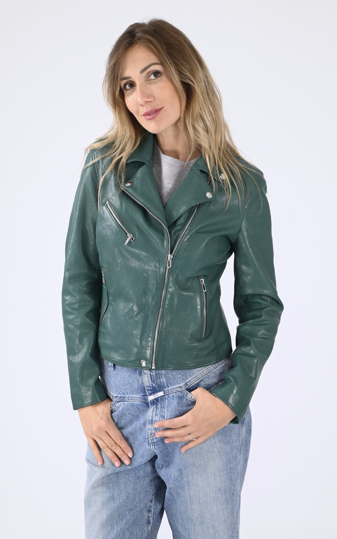 A "OLYMPE 101964" Vert Rose Garden Blouson Femme closed photo