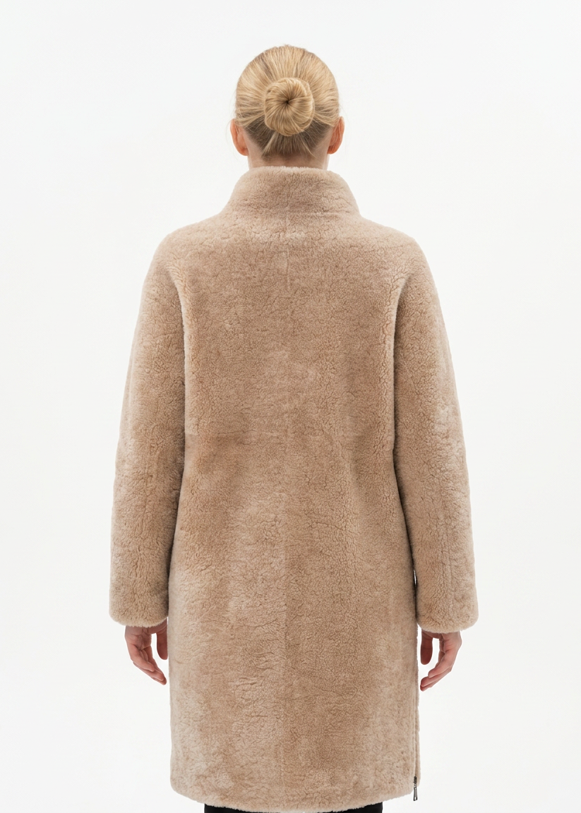 Filuka, 100 cm. - Collar Curly Lamb - Women Dark Beige