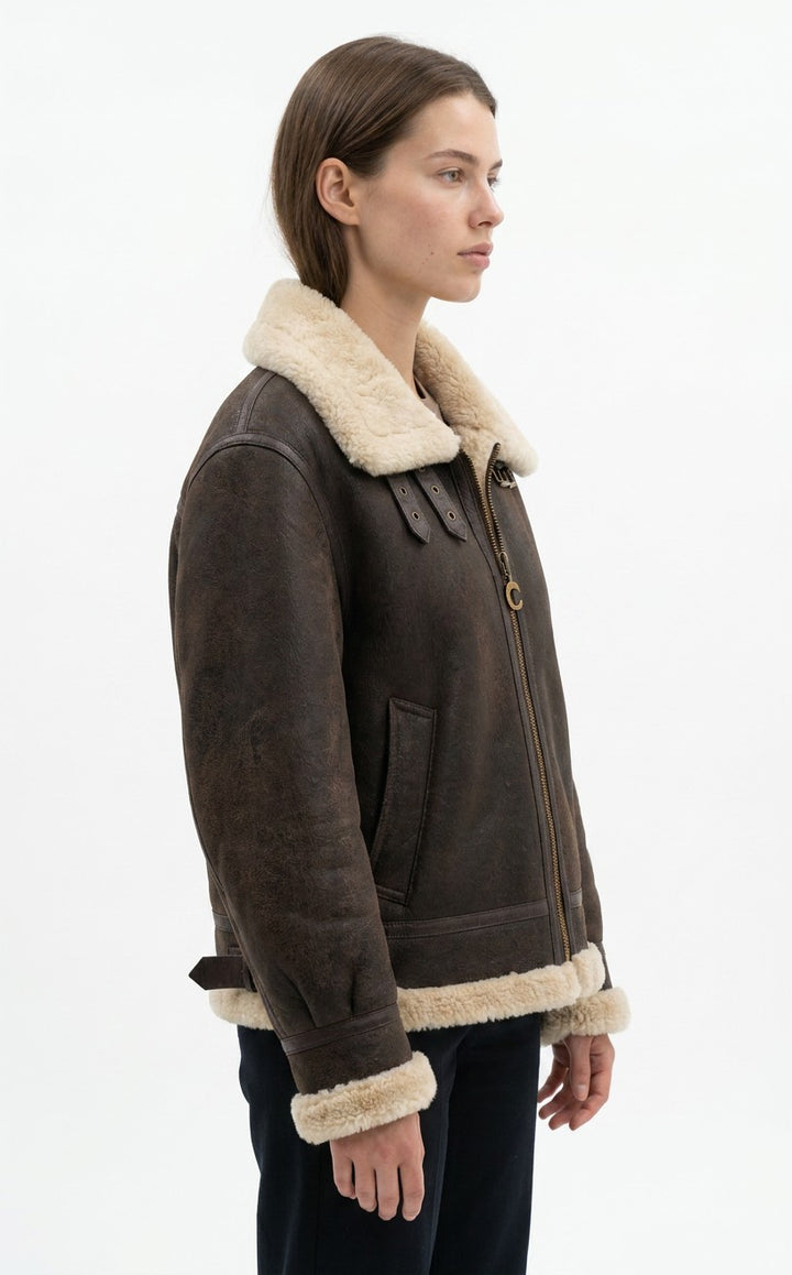 Javote, 60 cm. - Nappa Lamb Crack Washed -Damer - Mørkebrun