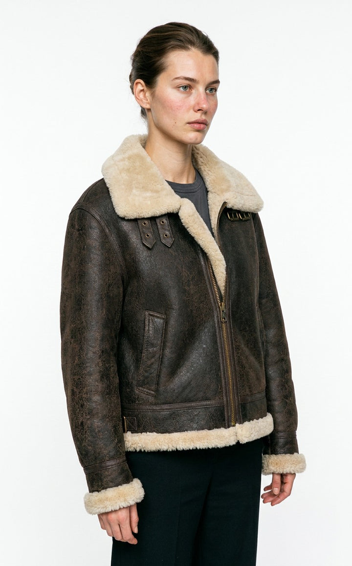 Javote, 60 cm. - Nappa Lamb Crack Washed -Damer - Mørkebrun