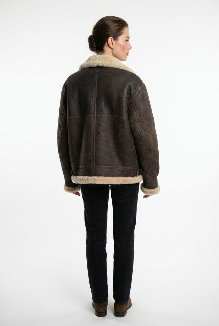 Javote, 60 cm. - Nappa Lamb Crack Washed -Damer - Mørkebrun