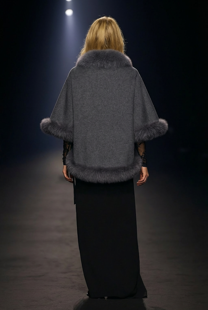 Chadron-Umhang, 65 cm. - Dünnere Double-Face-Wolle – Grau