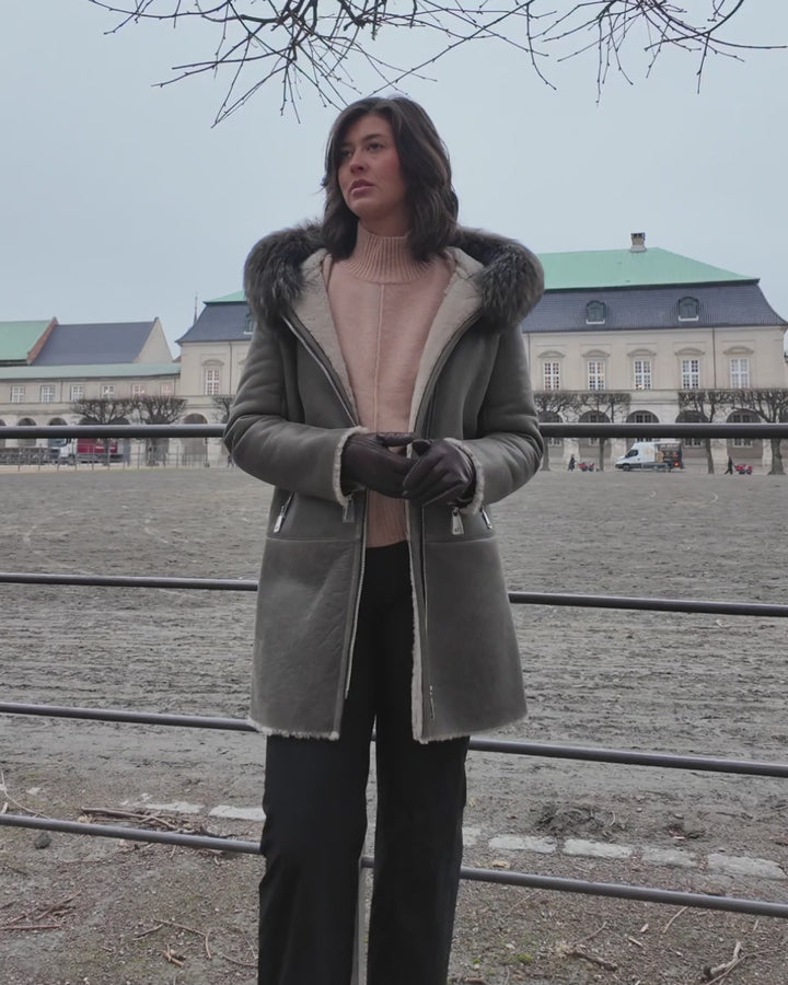 Abella, 85 cm. - Cool Lamb Rulam jakke - Kvinder - Mørkebrun