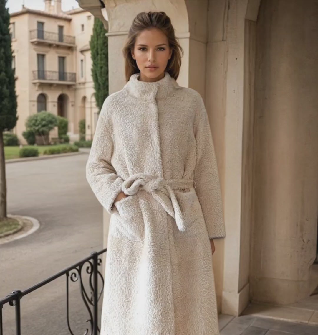 Ilga, 109 cm. - Krage - La Coon Lamb - Dam - Beige