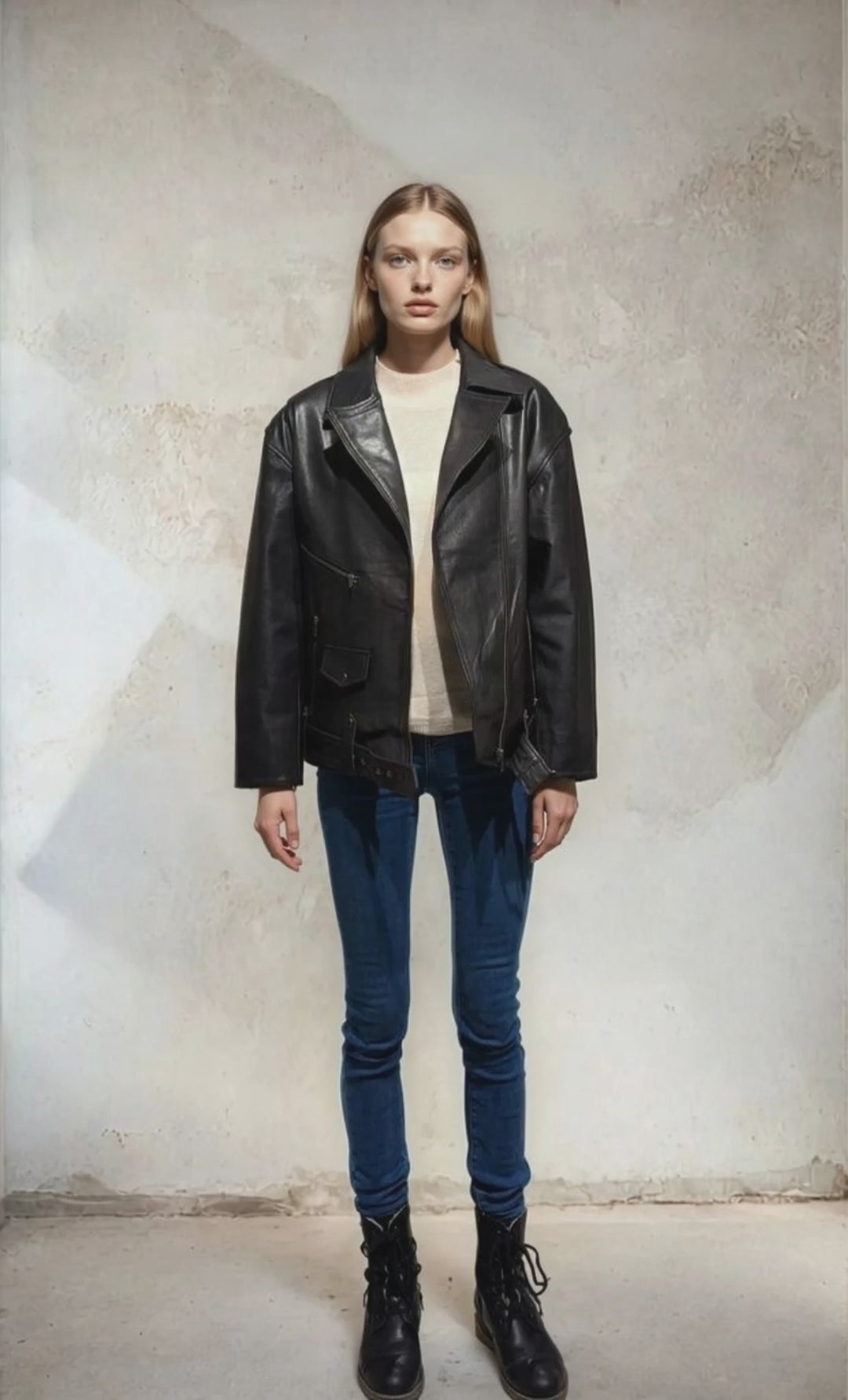 Illy, 62 cm. - chèvre frottée en cuir - femmes - noir