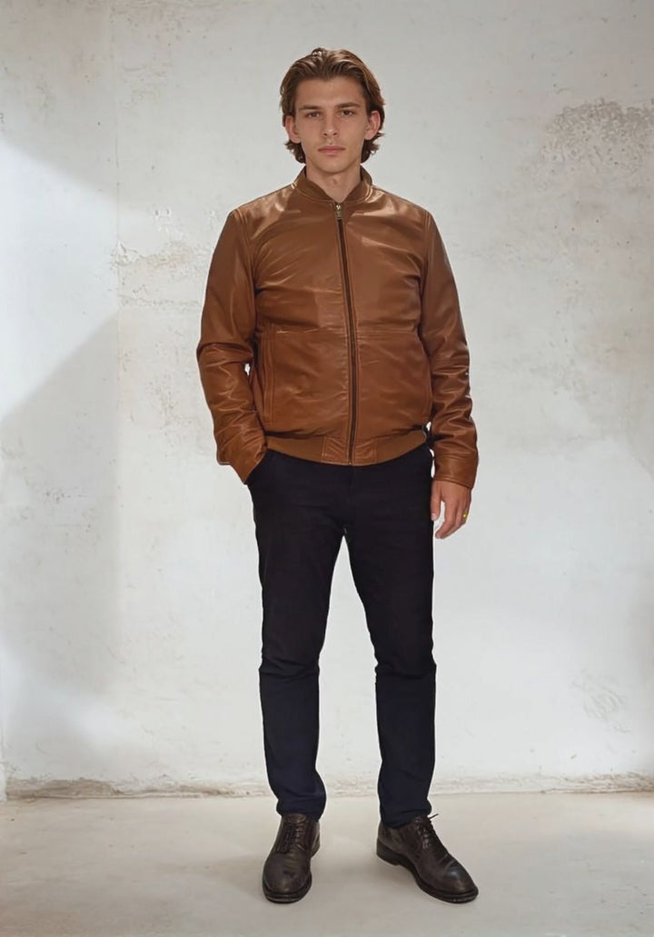 Benn - Lamb Thick Dace Leather -Man - Cognac