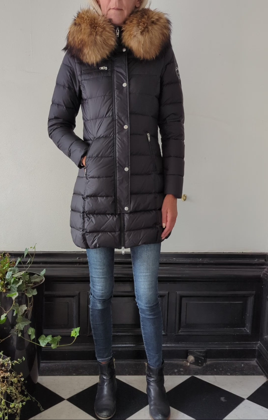 Joyce Coat 85cm. - Down Jacket Rock and Blue - Femmes - Black