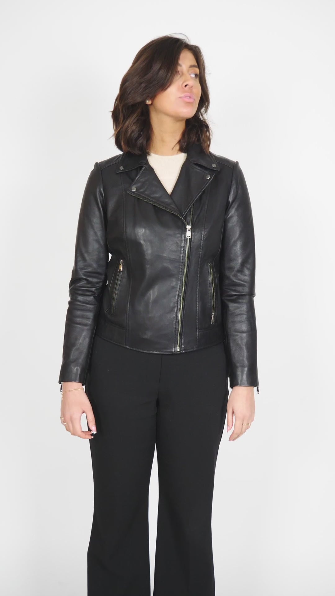 Bella - Lamb Leatherjacket - kvinner - svart