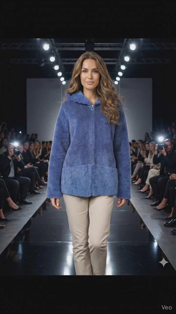 ILDA, 72 cm. - Hood - Laine d'air - Femmes - Bleu