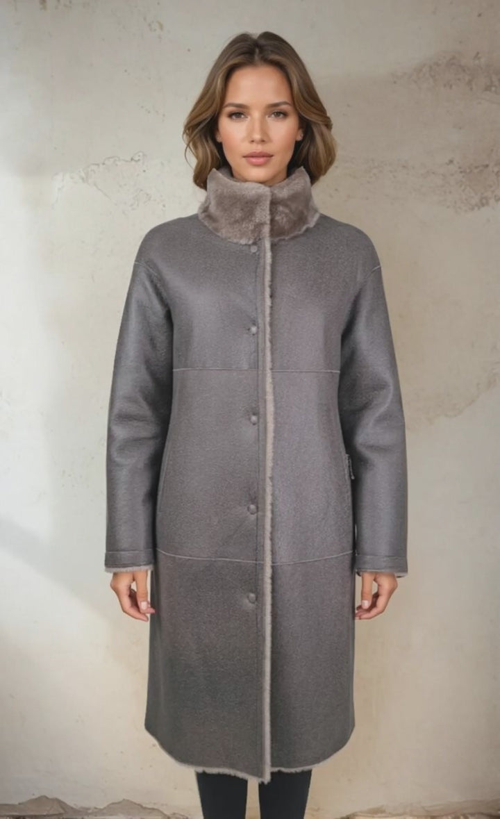 Giorgiana, 95 cm. - Krage - Nappa Lamb Crack Washed -Dam - Brun