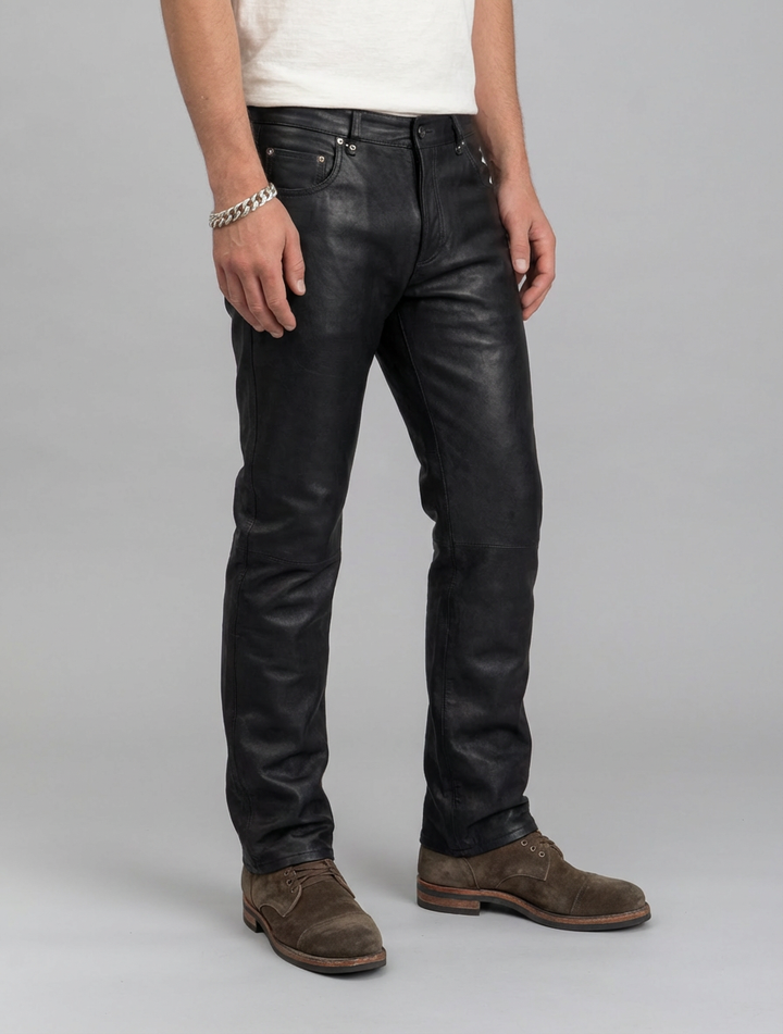 Jack - Buffalo Leather Trousers - Man - Dark Brown