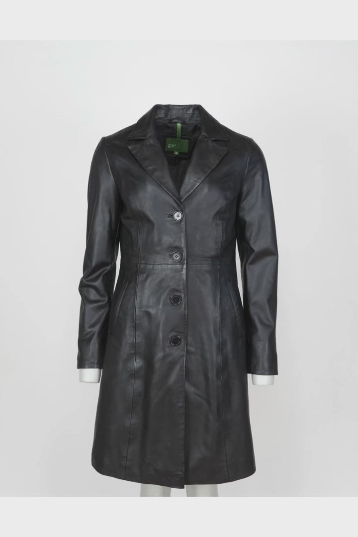 Erika - Veste en cuir Lamb Malli - Femme - Noir