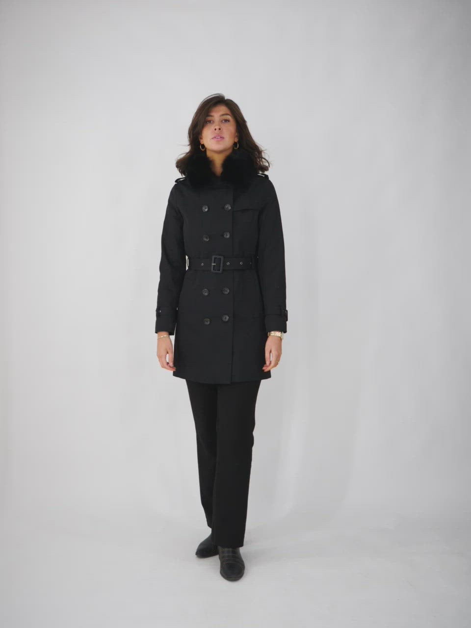 Floretta Trench Coat - Textile - Femmes - Black