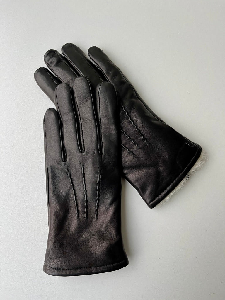 kaninchenfell handschuhe herren 127-W Lammlederhandschuh mit Kaninchenfell – Schwarz – Stampe Denmark