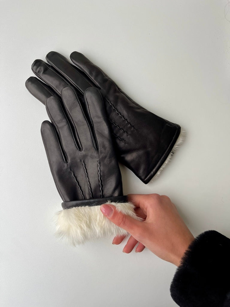 kaninchenfell handschuhe herren 127-W Lammlederhandschuh mit Kaninchenfell – Schwarz – Stampe Denmark