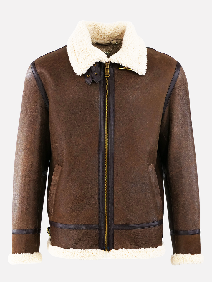 Edward Mens Bomber - Nappa Lamb Crack Washed - Mann - Braun