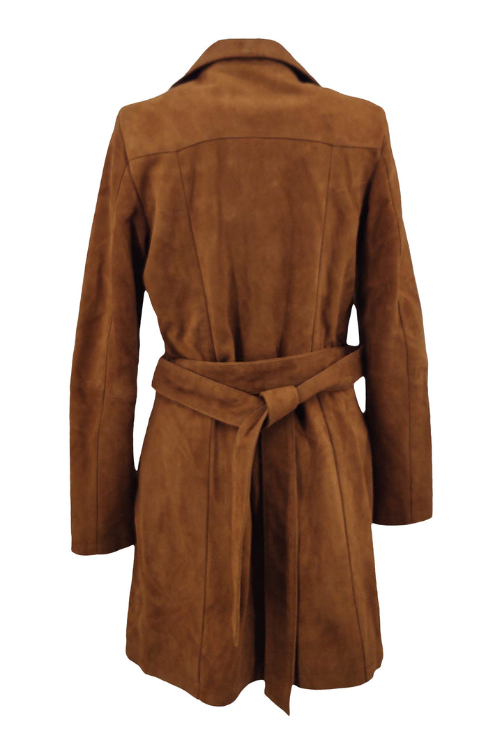 Trenchcoat – Ziegenwildleder, dickes Leder – Damen – Cognac / Læder Skinds Jakke – Levinsky - Kvinde | STAMPE PELS