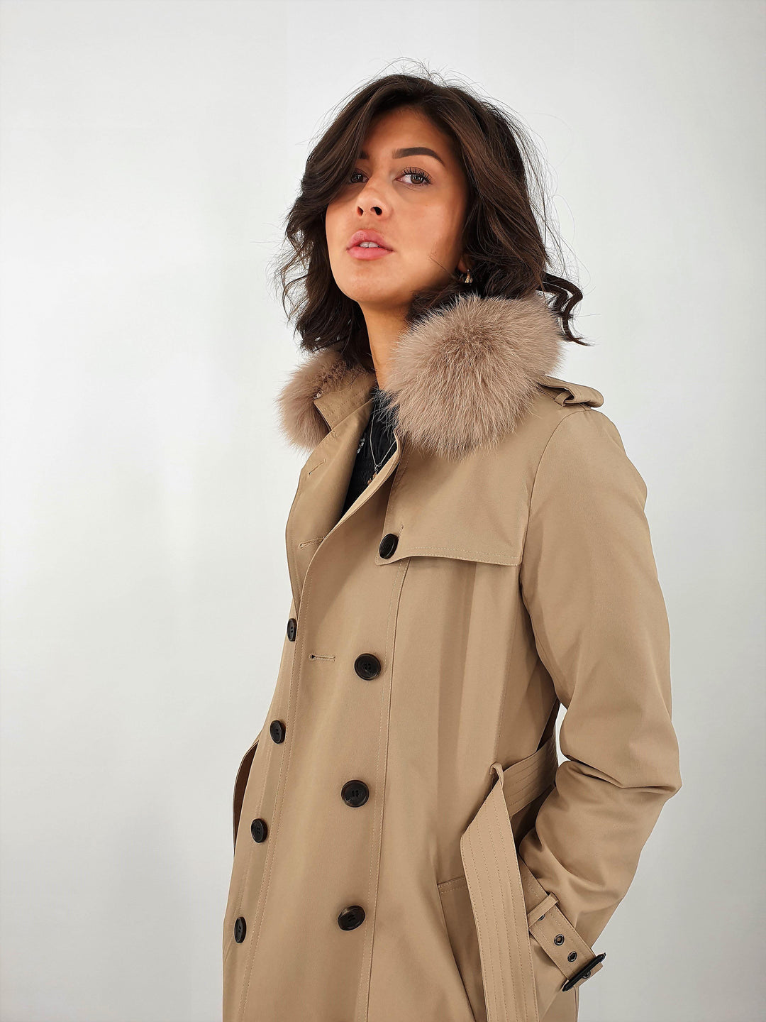 Daisy Trench Coat, 90 cm. - Textile - Women - Beige - Textile - Women - Daisy Trench Coat, 90 cm. - Textile - Women - Beige - Stampe Pels