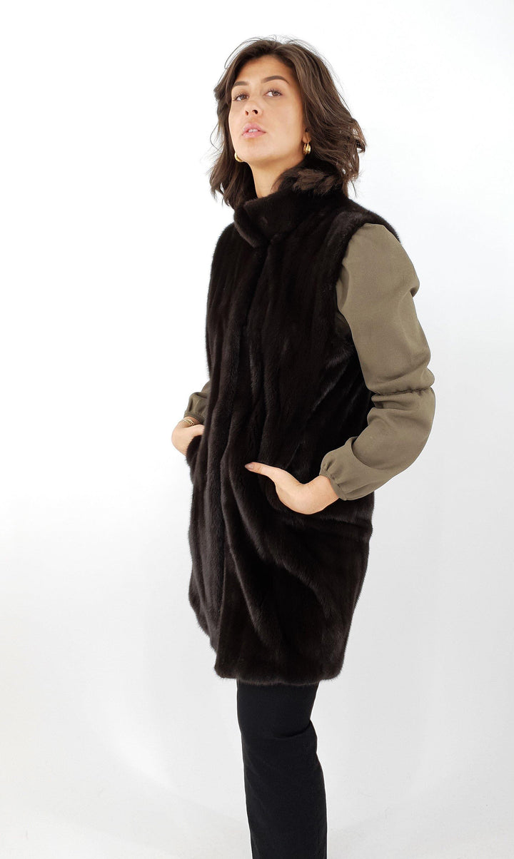 Denise West, 92 cm.  - Mink - Women - Chocolate - Mink - Women - Denise West, 92 cm.  - Mink - Women - Chocolate - Stampe Pels