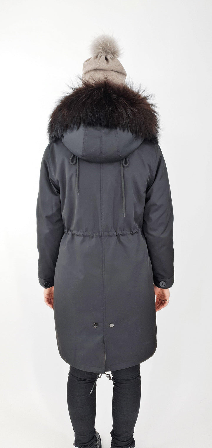 K1685, 95 cm. - Hood - Textile - Women - Black - Textile - Women - K1685, 95 cm. - Hood - Textile - Women - Black - Stampe Pels