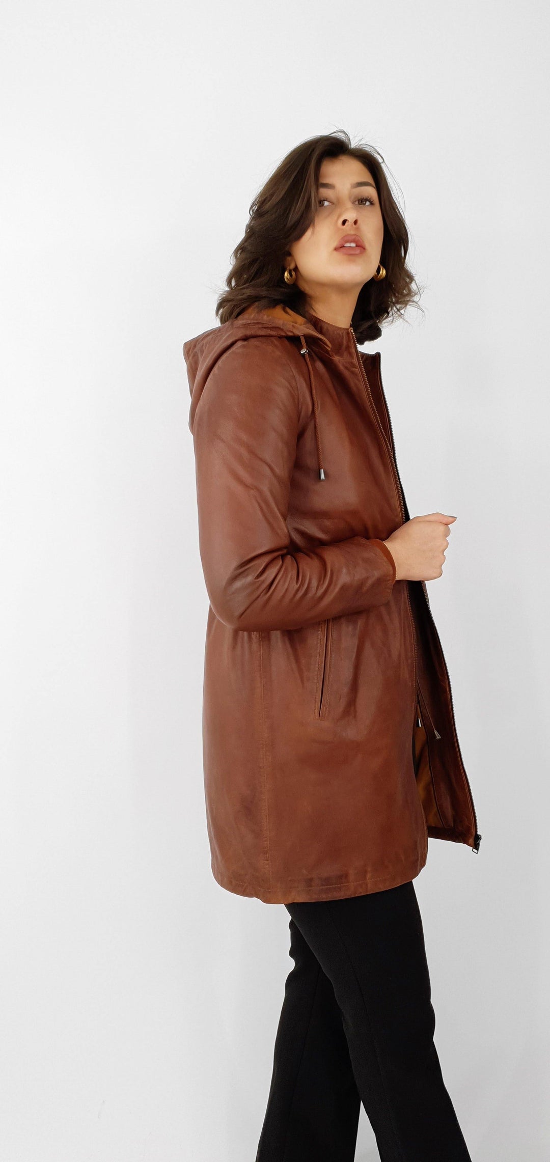 Sienna - Lamb Malli Leather - Women - Dark Cognac - Lamb Malli Leather - Women - Sienna - Lamb Malli Leather - Women - Dark Cognac - Stampe Pels