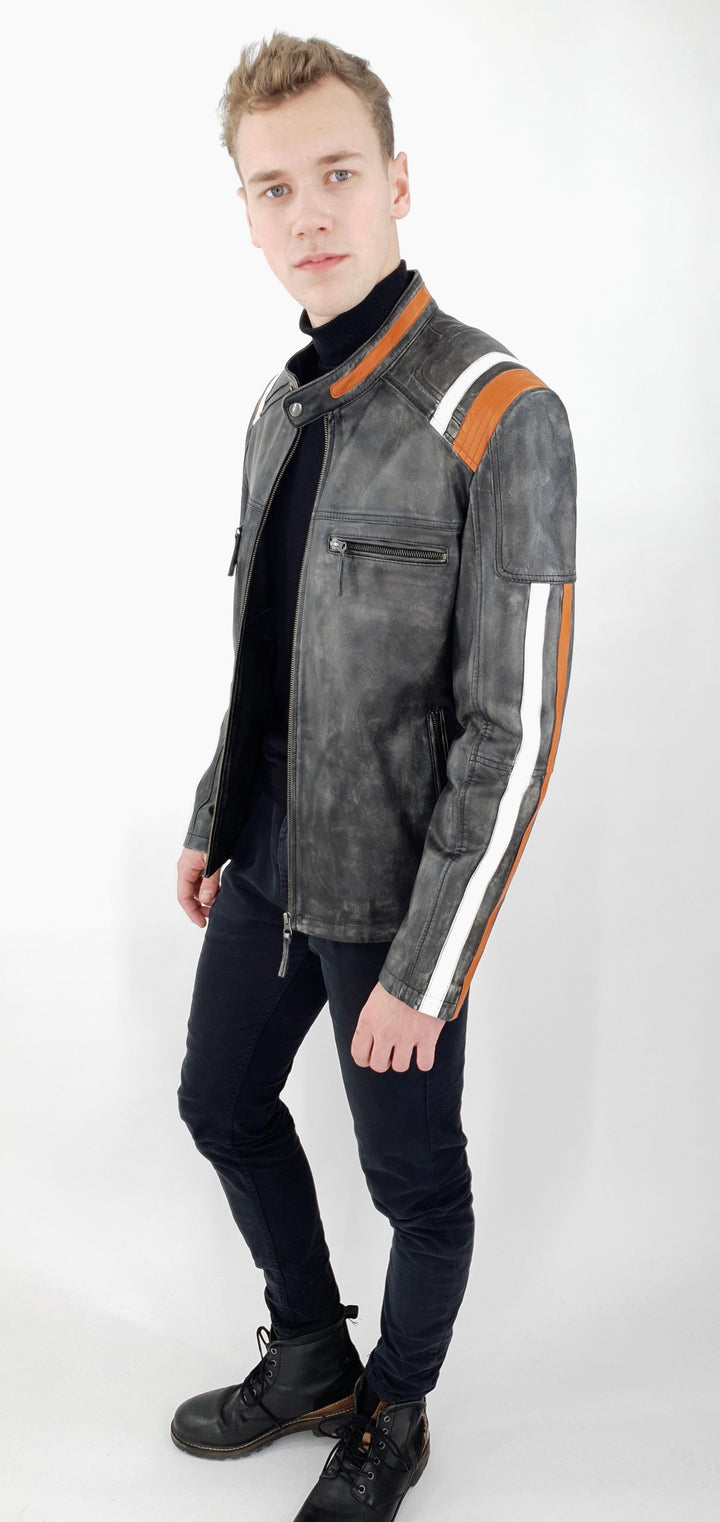 Jerry - Lamb Leatherjacket - Mann - Svart.