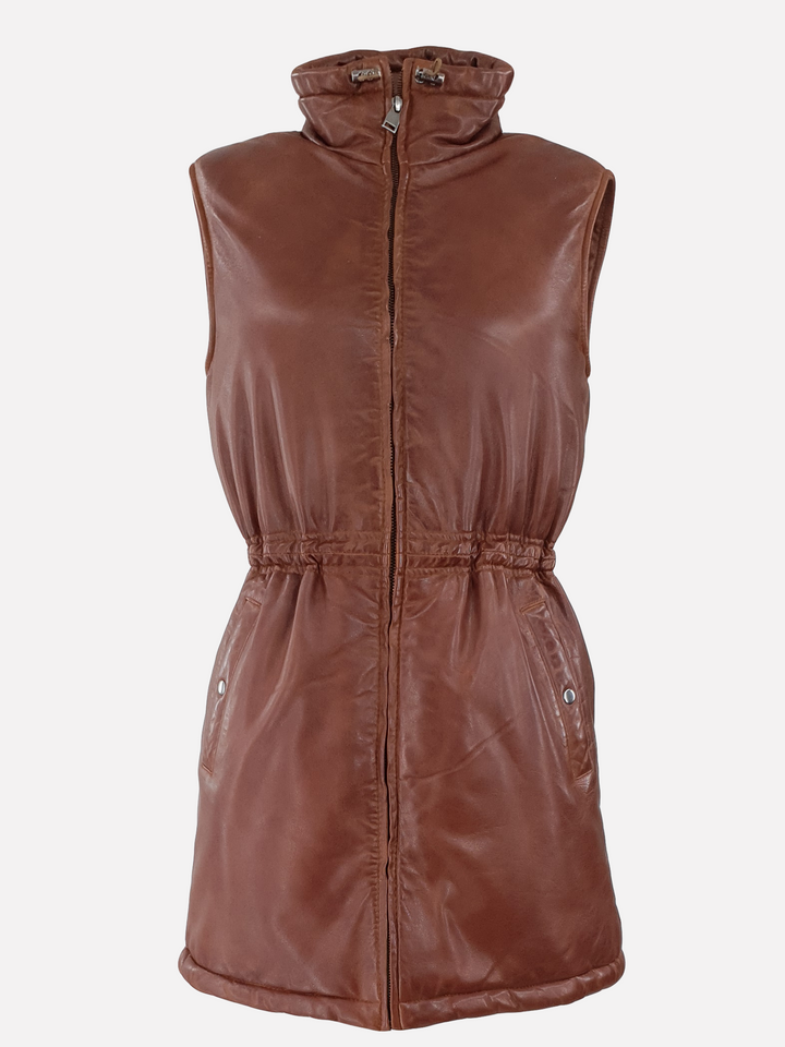 Finley - Lamb Leather Vest - Women - Dark Cognac