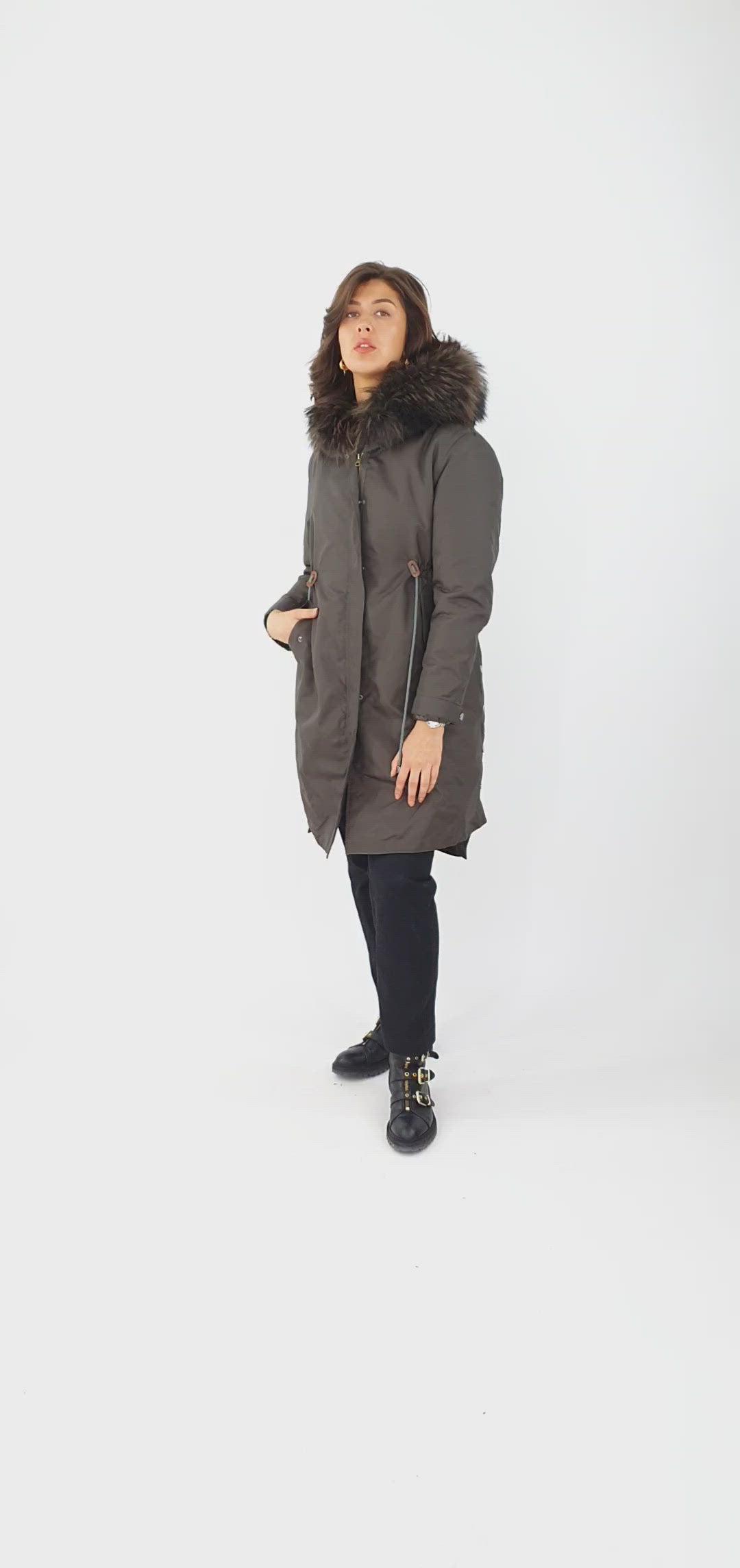 Calgary, 108 cm. - Hood - Textile - Women - Army