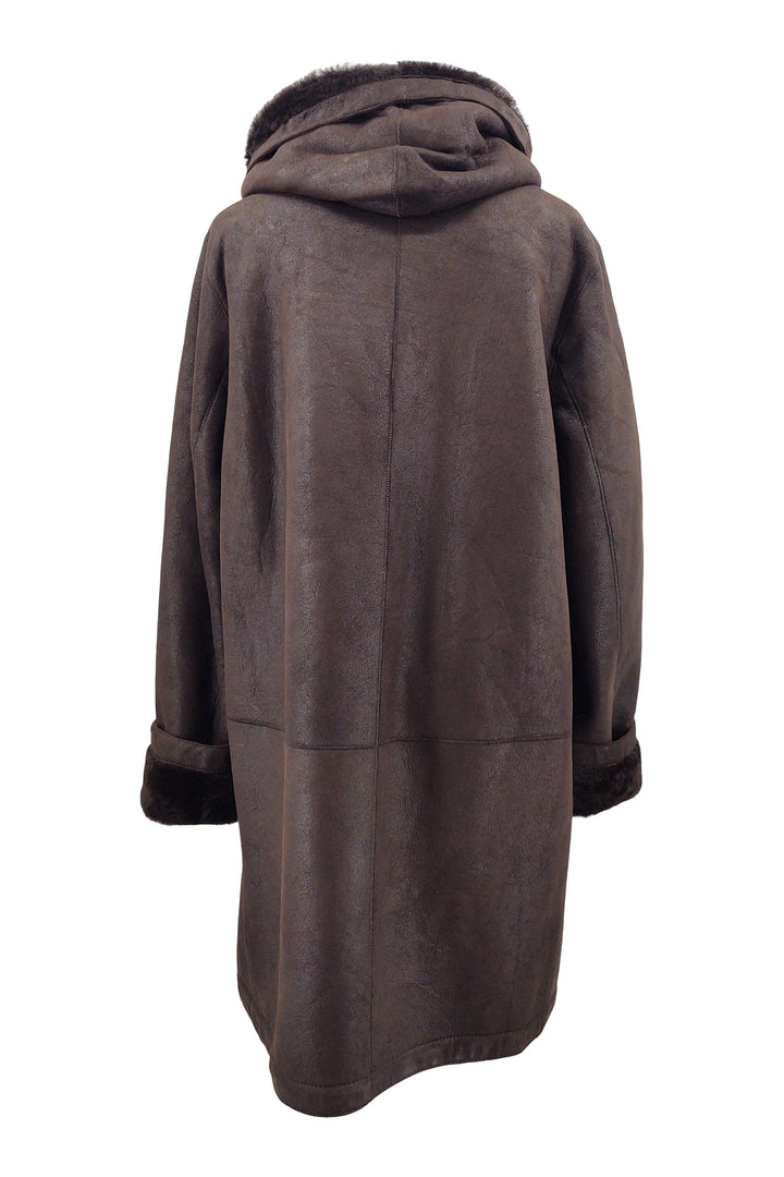 969, 90 cm. - Hood - Nappa Lamb Crack - Women - Brown / Lamme Pels - Levinsky - Kvinde | STAMPE PELS