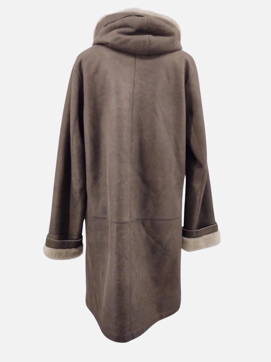 969, 90 cm. - Capuche - Nappa Lamb Crack Washed -Femme - Marron / Lamme Pels - Levinsky -Kvinde