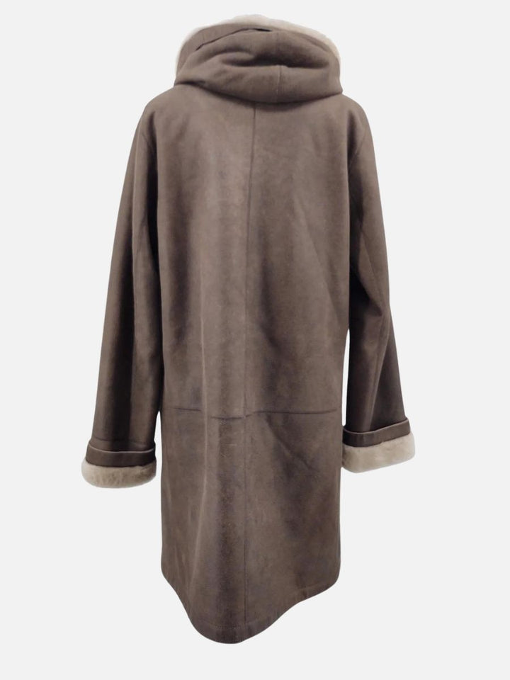 969, 90 cm. - Capuche - Nappa Lamb Crack Washed -Femme - Marron / Lamme Pels - Levinsky -Kvinde