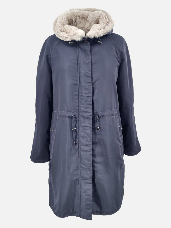 17611 Blauer Parka mit Pelzinnenseite - Damen