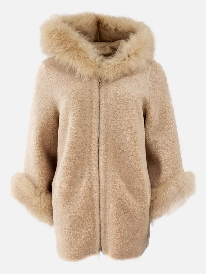 Franciane, 78 cm. - Hood - Air Wool - Women - Light Camel