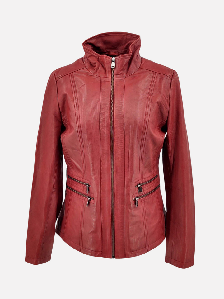 Teija - 2 - Lamb Malli Leather - Femmes - Red / Læder Skinds Jakke - Levinsky - Kvinde