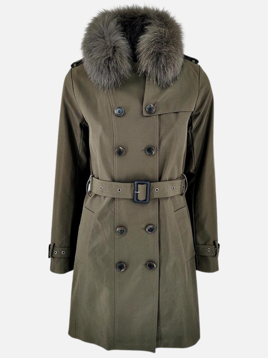 Daisy 90 cm - Trenchcoat med pelskrave - Kvinde - Army