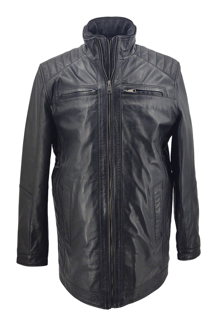 Smart Long - Lamb Khaas Leather - Man - Black / Læderjakke | STAMPE PELS